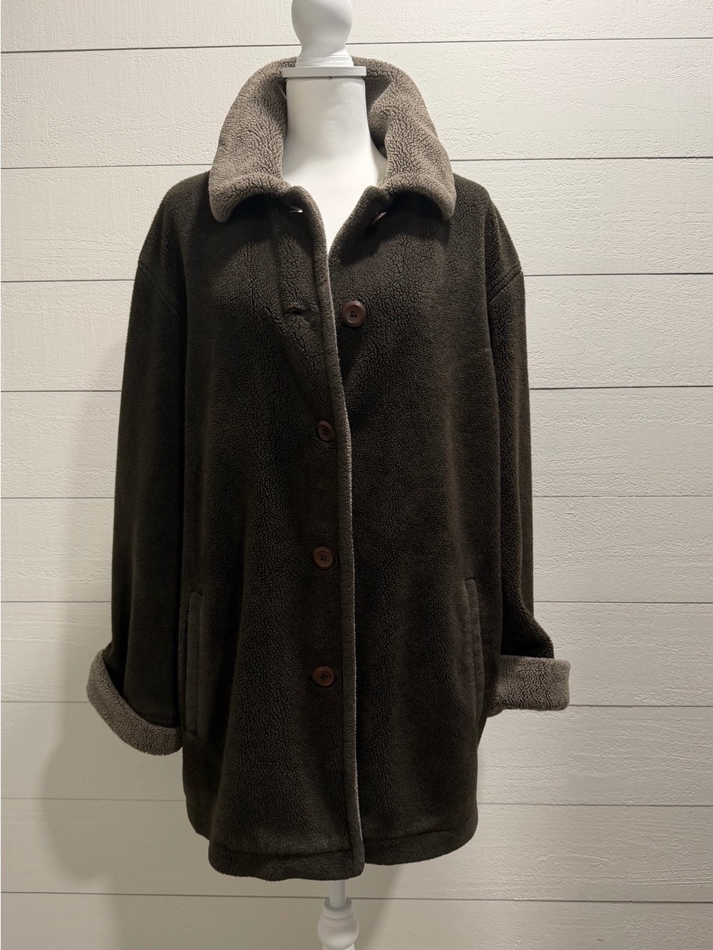 Forecaster Women's Dark Brown Faux Shearling Teddy Jacket - Plush Button Front